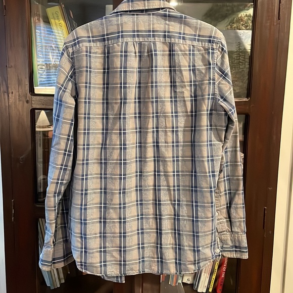 J Crew Mens button down blue plaid shirt size small slim - Picture 4 of 7